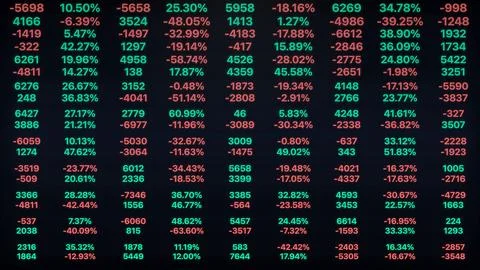 Digital data matrix with financial statistics Illustrazione stock