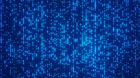 Digital data matrix with glowing blue dots on a dark background Stock Illustration