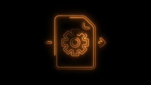 Digital data migration glowing concept with gear inside file symbol animate.. Stock Footage 309292418