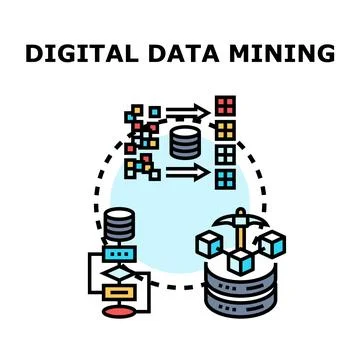 Digital data mining information analytics process Stock Illustration