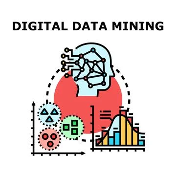Digital data mining information science concept Stock Illustration