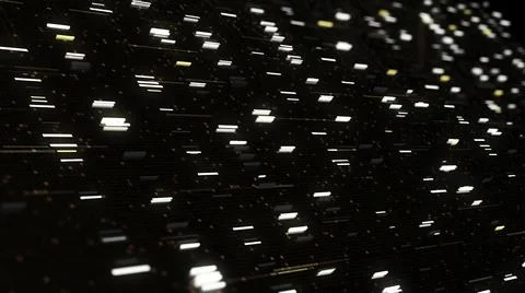 Digital data moving on black background, seamless loop. Animation. Abstract Illustrazione stock