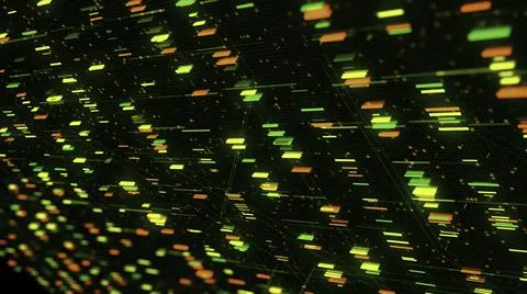 Digital data moving on black background, seamless loop. Animation. Abstract Stock Illustration