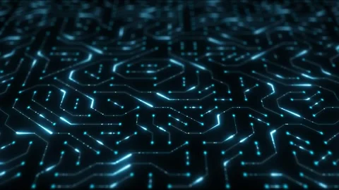 Digital Data moving on Circuit Board and CPU loop backgrounds. Computer Process Stock Footage 242430184