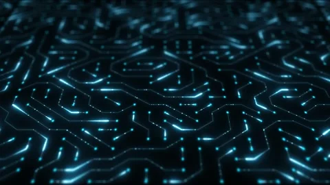 Digital Data moving on Circuit Board and CPU loop backgrounds. Computer Process Stock Footage 242430208