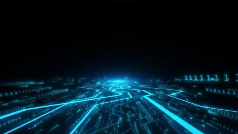Digital Data moving on Circuit Board and CPU loop backgrounds. Computer Process Stock Footage 242430310
