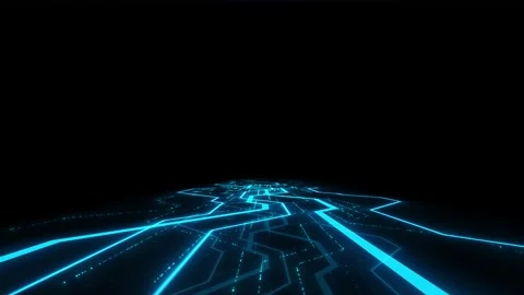 Digital Data moving on Circuit Board and CPU loop backgrounds. Computer Process Stock Footage 242430321