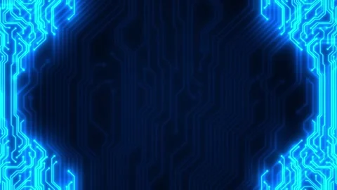 Digital Data moving on Circuit Board and CPU loop backgrounds. Computer Process Stock Footage 242430640
