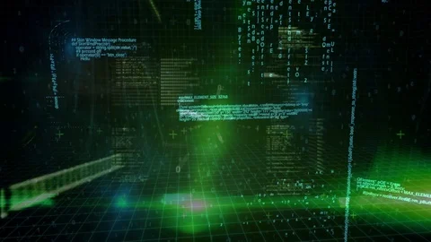Digital data moving on a digital grid background with binary code flying Stock Footage 104947758