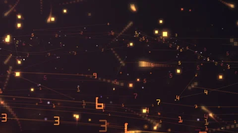 Digital Data Nebula Glowing Numbers and Floating Lights Stock Footage 317304853