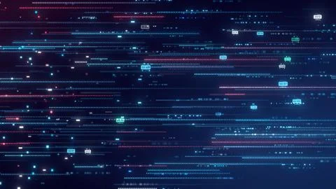 Digital Data Network binary code running,big data concept, dark blue number.. Foto stock