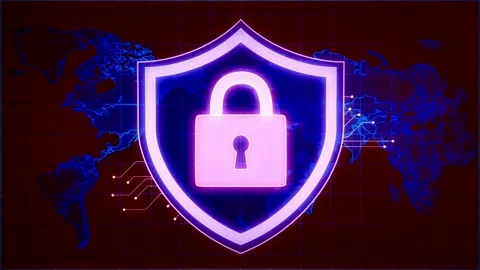 Digital data network blue protection background. Vídeo Stock 166985501