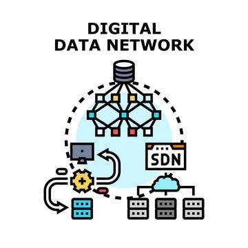 Digital data network concept for modern computing 库存插图