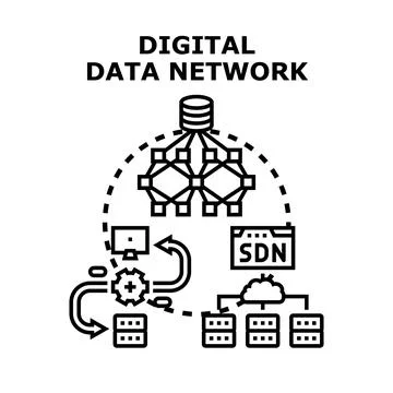 Digital data network concept for modern computing 库存插图