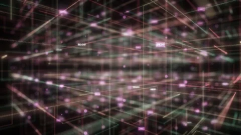 Digital data network connection cyberspace hi-tech technology bokeh background  Stock-Footage 296615620