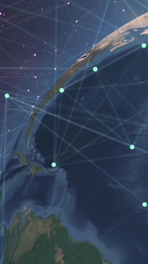 Digital data network with glowing nodes and flowing connections. Stock Footage 339638152