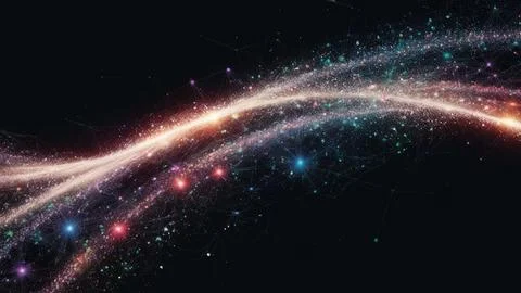 Digital Data Network With Interconnected Nodes And Flowing Lines. Stock Photos