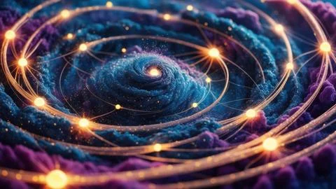 Digital Data Network With Interconnected Nodes And Flowing Lines. Stock Photos