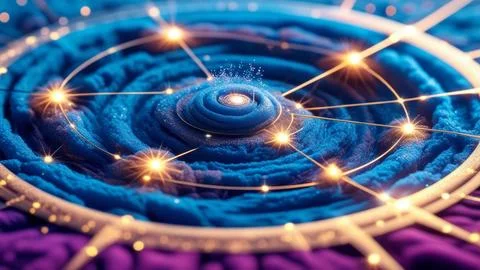 Digital Data Network With Interconnected Nodes And Flowing Lines. Stock Photos