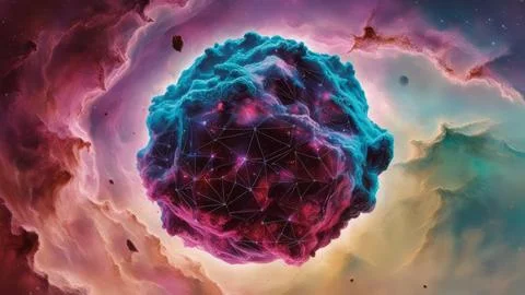 Digital Data Network With Interconnected Nodes And Flowing Lines. Stock Photos