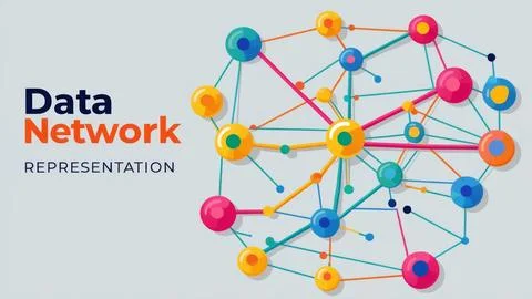 Digital Data Network With Interconnected Nodes And Flowing Lines. Stock Photos