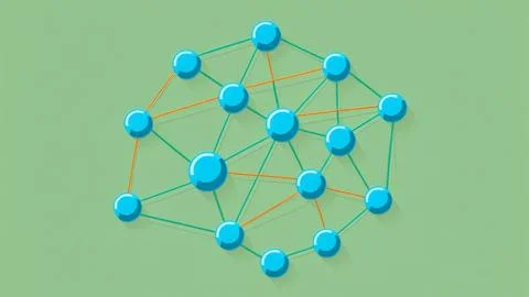 Digital Data Network With Interconnected Nodes And Flowing Lines. Stock Photos