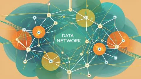 Digital Data Network With Interconnected Nodes And Flowing Lines. Stock Photos