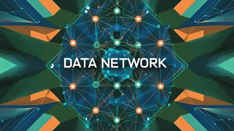 Digital Data Network With Interconnected Nodes And Flowing Lines. Stock Photos