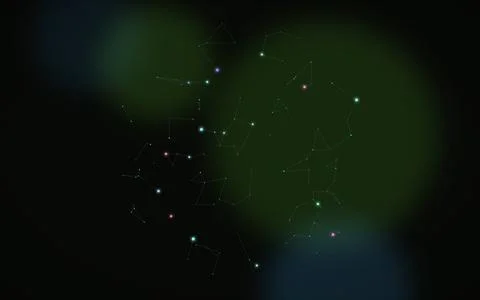 Digital data network node visualization in cyberspace. Glowing constellatio.. Stock Illustration
