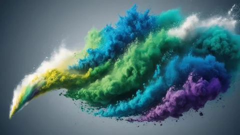 Digital Data Network With Nodes And Lines Resembling Dust Particles. 写真素材