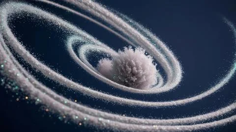 Digital Data Network With Nodes And Lines Resembling Dust Particles. 写真素材