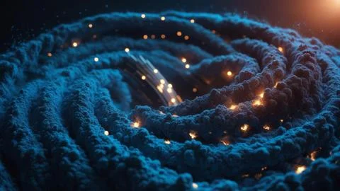 Digital Data Network With Nodes And Lines Resembling Dust Particles. Stock Photos