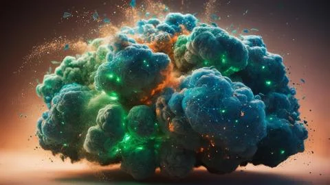 Digital Data Network With Nodes And Lines Resembling Dust Particles. Stock Photos