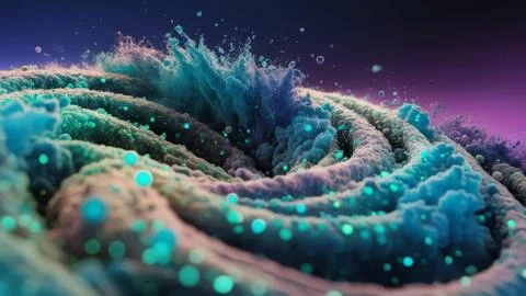 Digital Data Network With Nodes And Lines Resembling Dust Particles. 写真素材