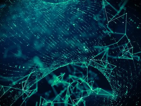 Digital data network technology with grid flow connection background Foto stock