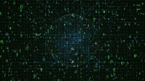 Digital Data Network Visualization With Floating Numbers In Wireframe Sphere Видео 332786511