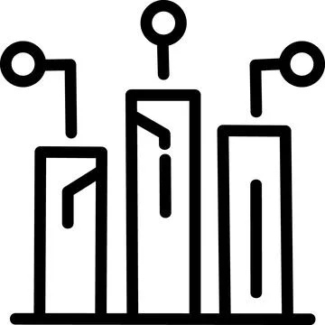 Digital data nodes on bar chart columns Stock Illustration