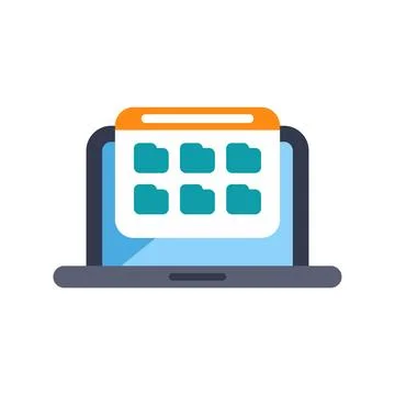 Digital data organization and file management concept on laptop screen 库存插图