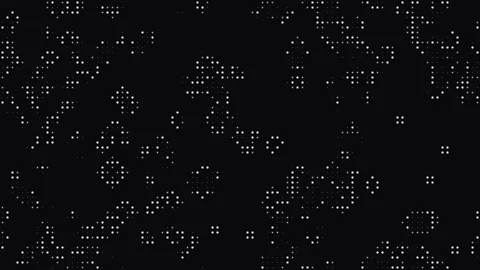 Digital data pattern of flickering white dots on black background Stock Footage 335875057