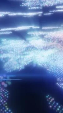 Digital data pattern shines in layered blue light, forming broad fields of .. Stock Photos