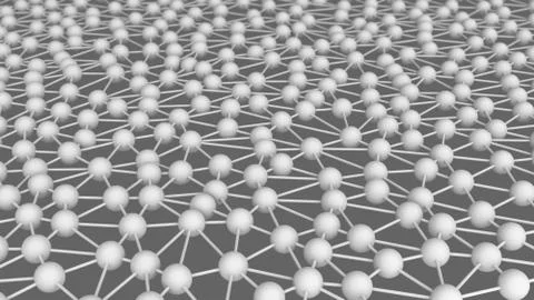 Digital data points and white network connection lines on grey background for 스톡 사진