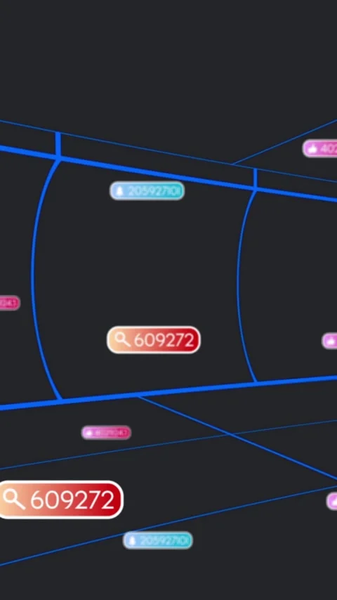 Digital data points floating in futuristic blue grid tunnel animation Stock Footage 319223358