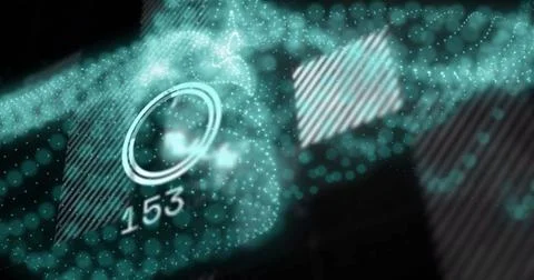 Digital data points forming abstract shape with numerical image over dark イラスト素材