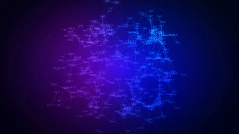 Digital Data Points Network. Blue background, rotating flickering white light Stock Footage 123648505