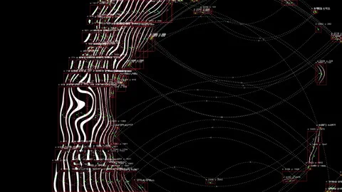 Digital data processing with abstract lines and connections Stock Footage 336811514