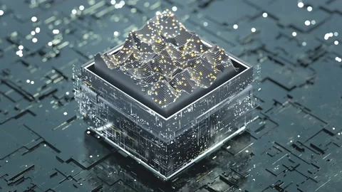 Digital data processing and analysis seamless loop 3D render animation Stock Footage 113560583