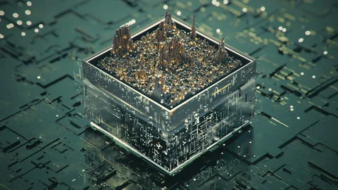 Digital data processing and analysis seamless loop 3D render animation Stock Footage 138826714