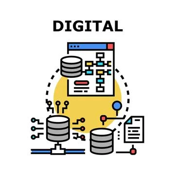Digital data processing and database technology concept Stock Illustration