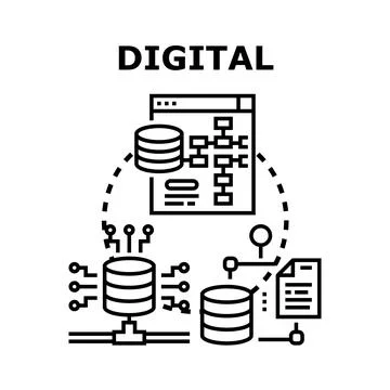 Digital data processing and database technology concept Stock Illustration