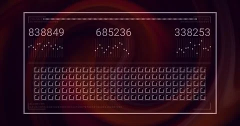 Digital data processing and encryption algorithm image over abstract background Stock Photos